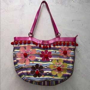 Oilily Pink and Multicolor Floral Shoulder Bag